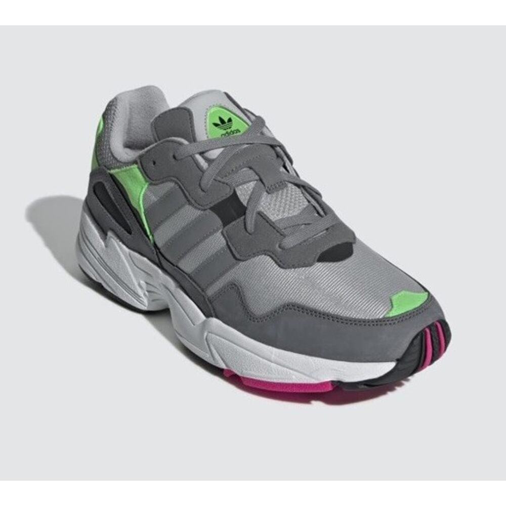 Adidas Yung 96 Running Shoes Men 7 Grey Shock Pink Suede Green